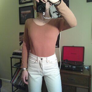 Tan Long Sleeve Bodysuit